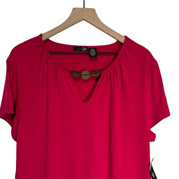 NWT East 5th Short Sleeve Pink Blouse Women's Size 2X - Picture 2 of 11